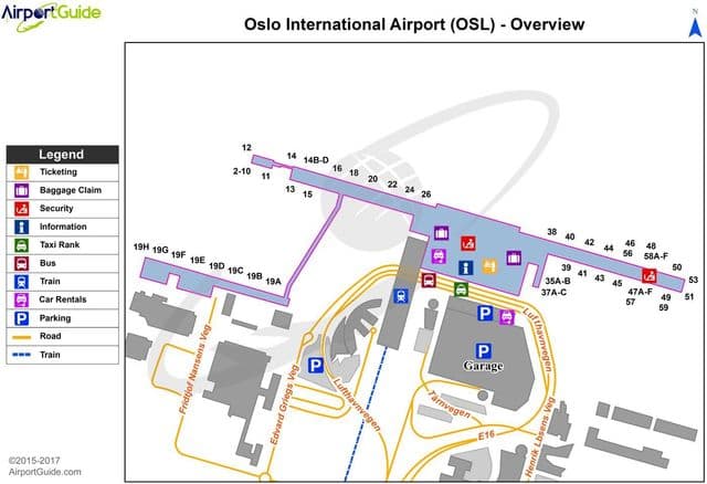 Plattegrond luchthaven Oslo