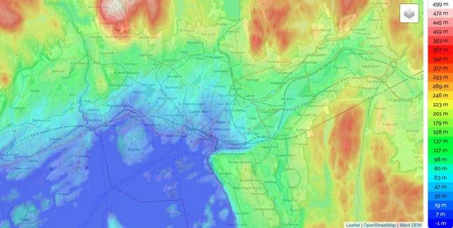 Oslo hoogtekaart