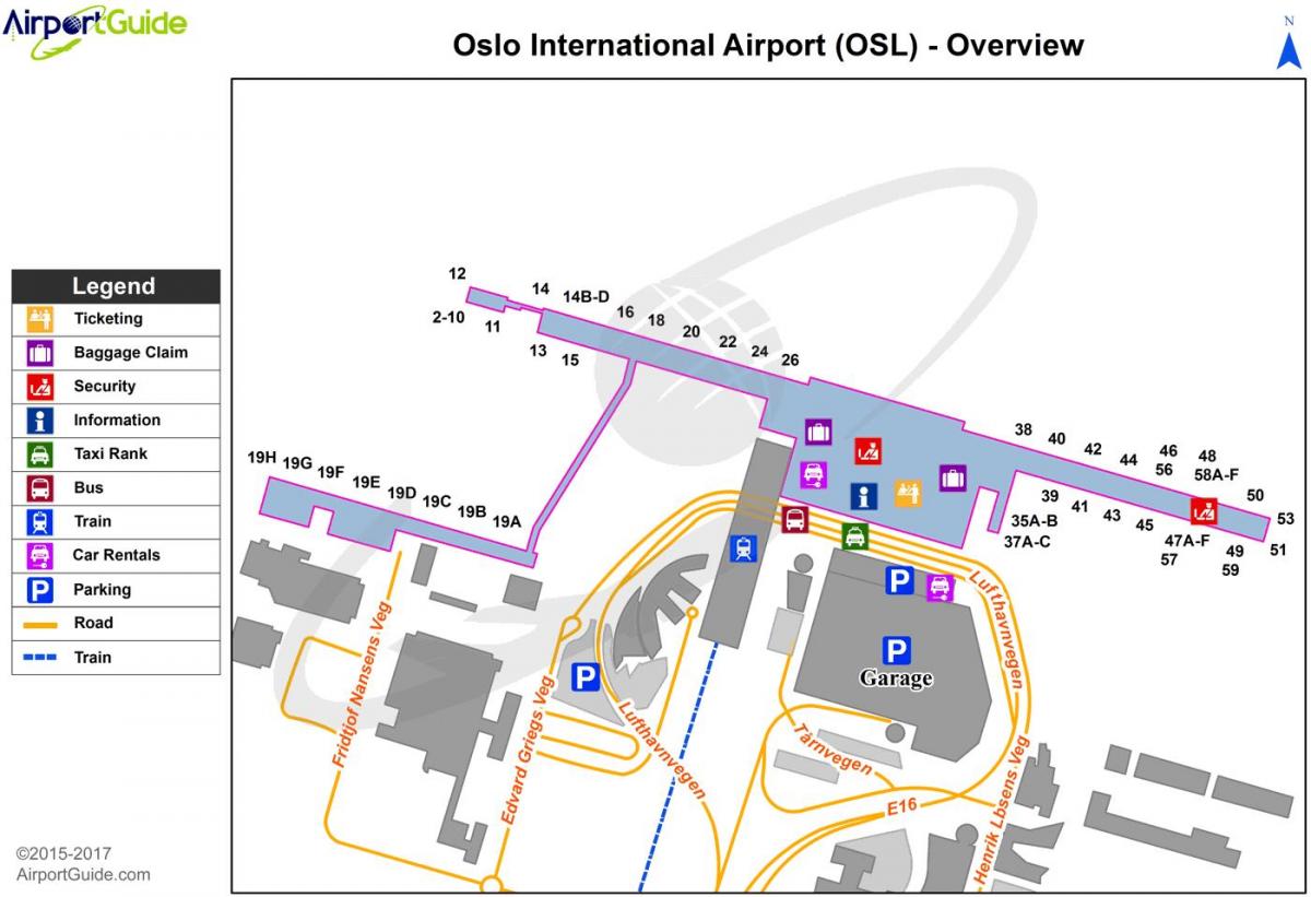 Plattegrond luchthaven Oslo