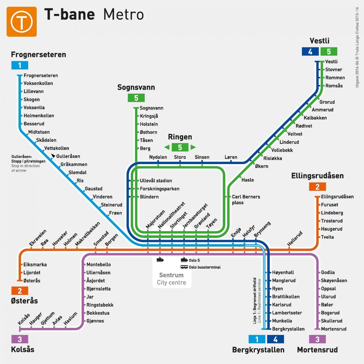 Oslo metrostations kaart